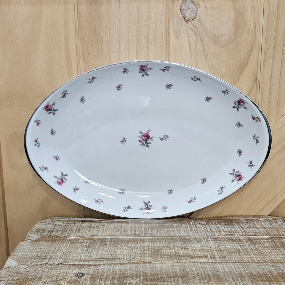 Vintage | Meito Rose Chintz 16" Floral Oval Serving Platter
